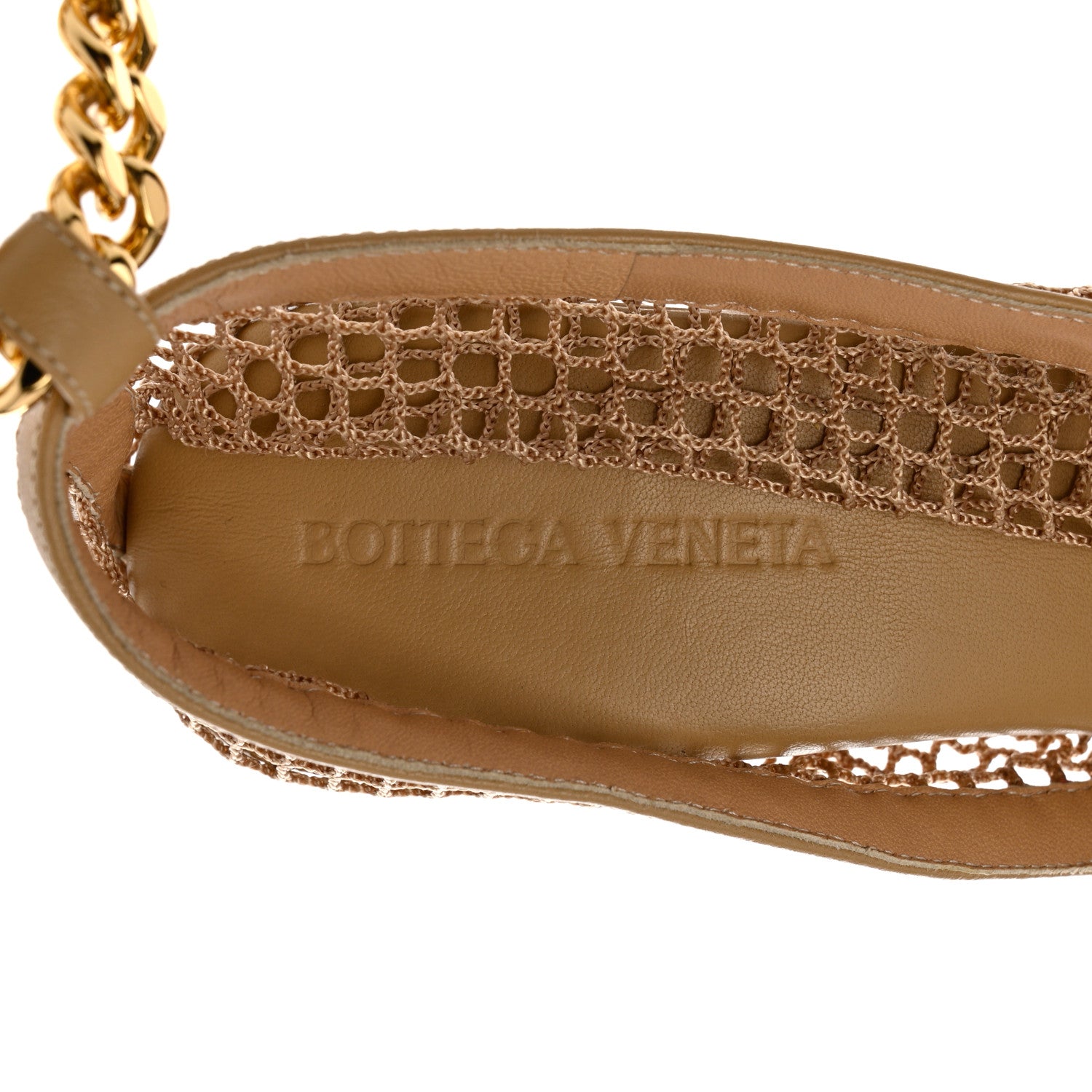 Bottega Veneta Mesh Nappa Chunky Chain Sandals 38 Beige Pony 6 of 8