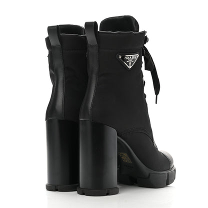 Prada Vitello Montana Re-Nylon Metal Triangle Logo 110mm Ankle Boots 38.5 Black 4 of 9