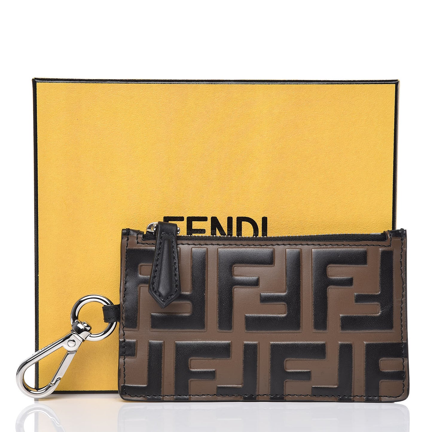 Vitello Century Bi-Color FF 1974 Embossed Coin Purse Maya Black