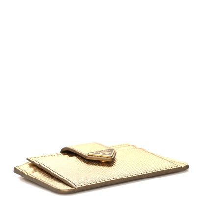 Prada Saffiano Metal Tab Card Case Metallic Gold 4 of 8