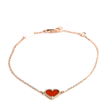 Van Cleef & Arpels 18K Rose Gold Carnelian Sweet Alhambra Heart Bracelet 1 of 5