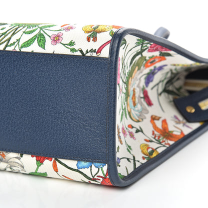 Gucci Canvas Large Flora Tote Navy Multicolor 9 of 9