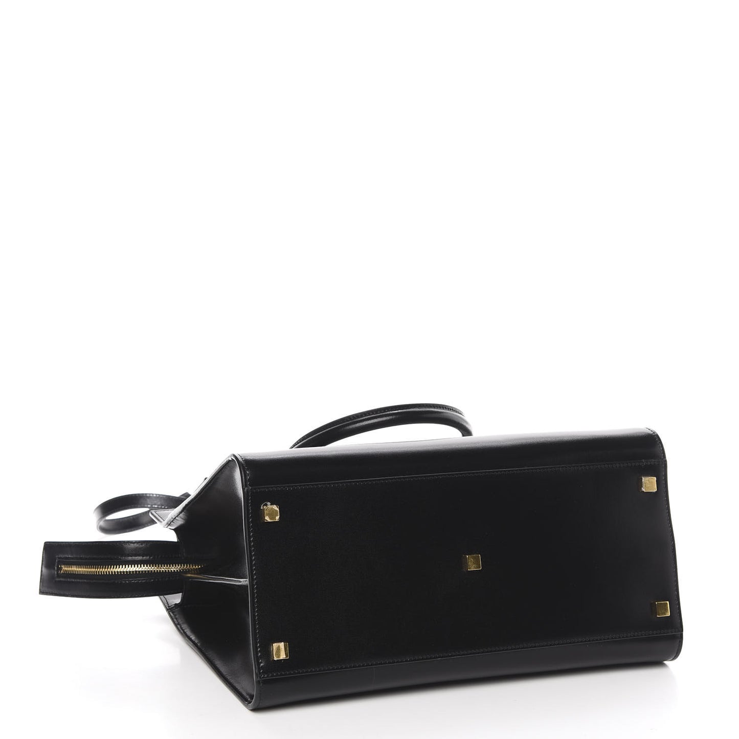 Shiny Calfskin Medium Uptown Tote Black
