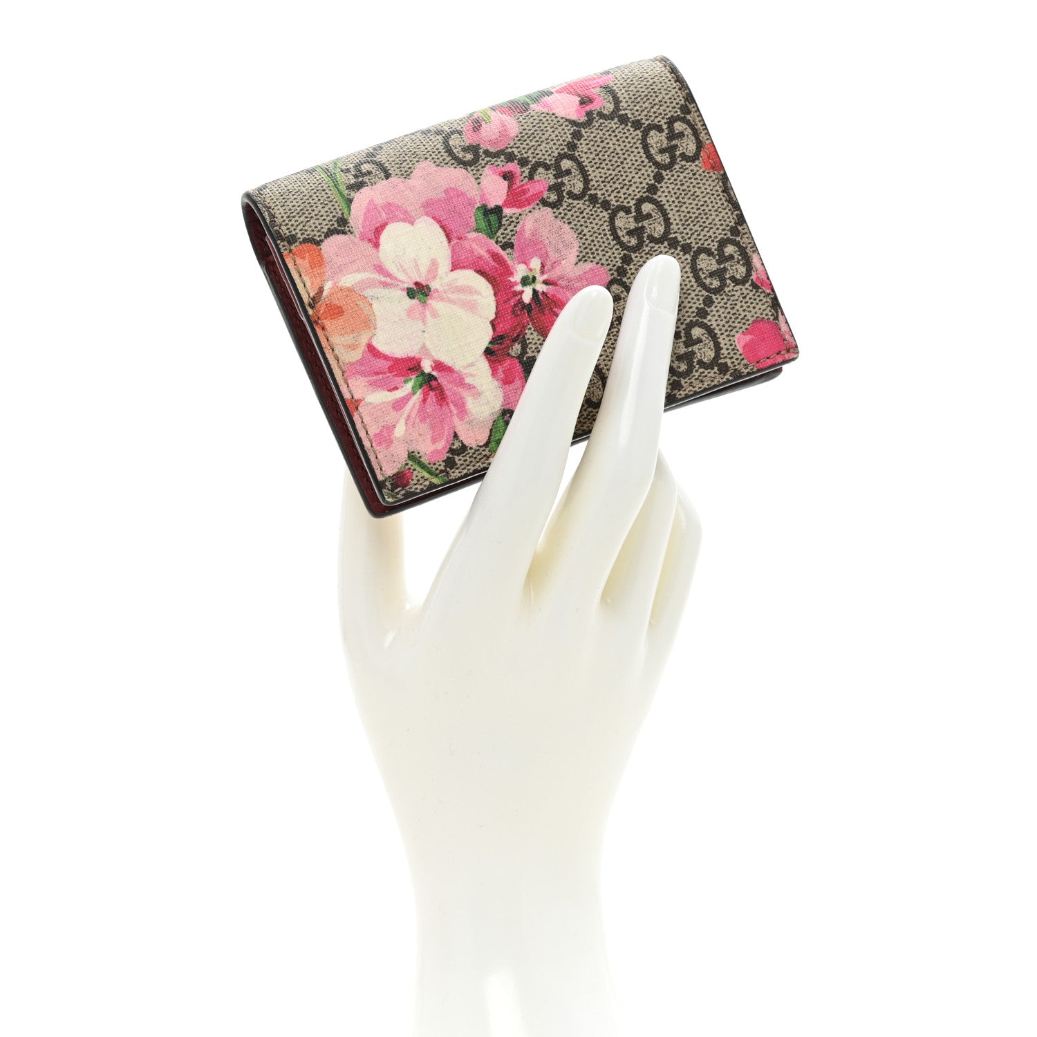 Gucci GG Supreme Monogram Blooms Card Case Beige Multicolor Dry Rose 2 of 13