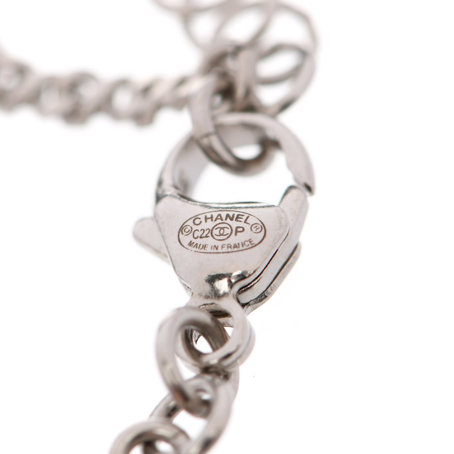 Crystal Pearl Flower CC Bracelet Silver