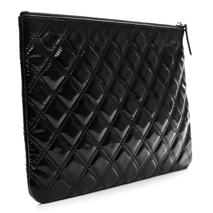 Chanel Patent Calfskin Double Stitch Quilted Cosmetic Case Black 3 of 9