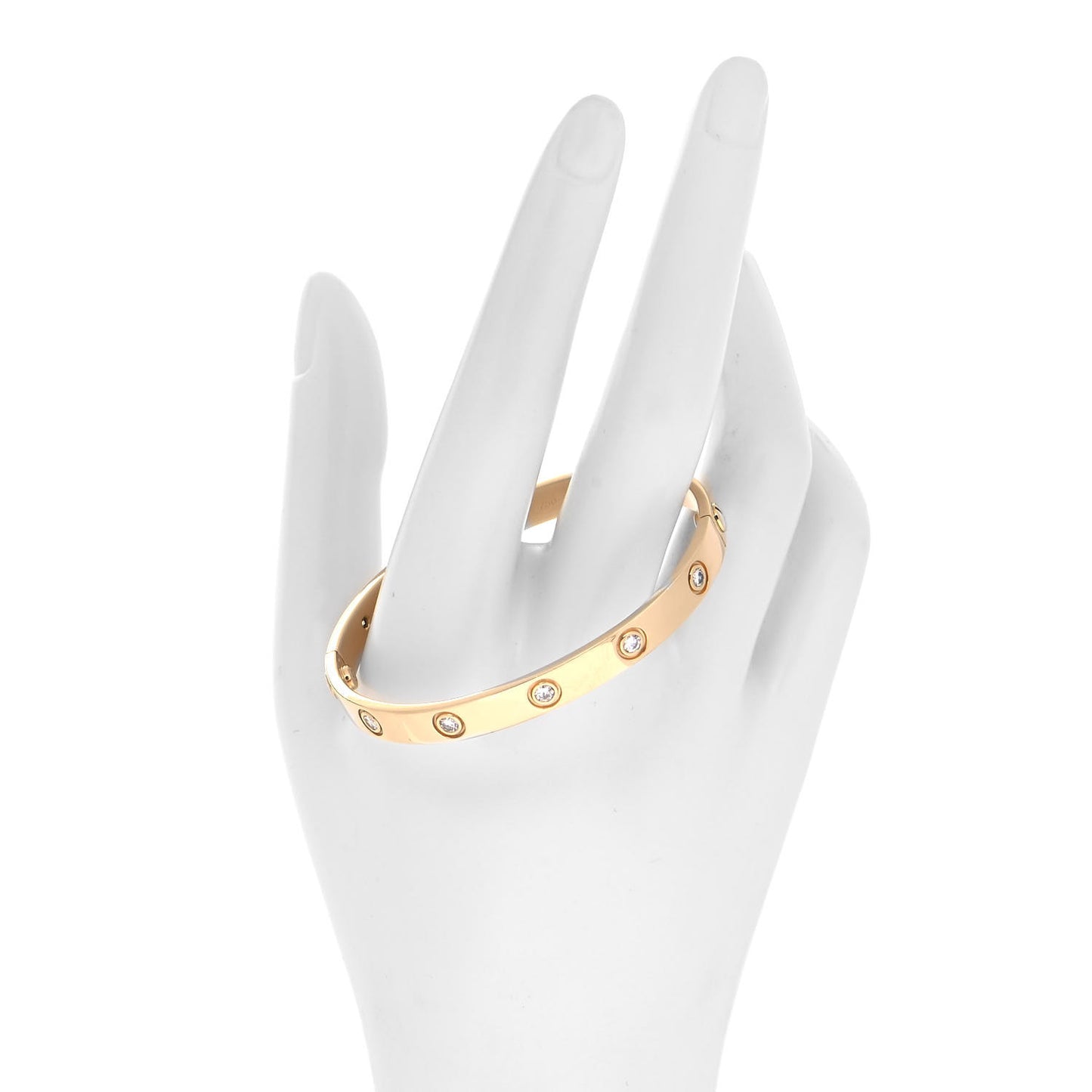 18K Yellow Gold 10 Diamond LOVE Bracelet 17