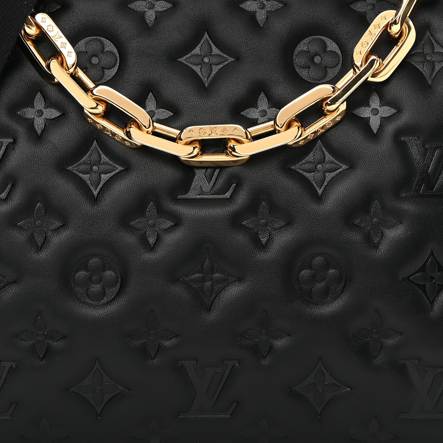 Lambskin Embossed Monogram Coussin PM Black