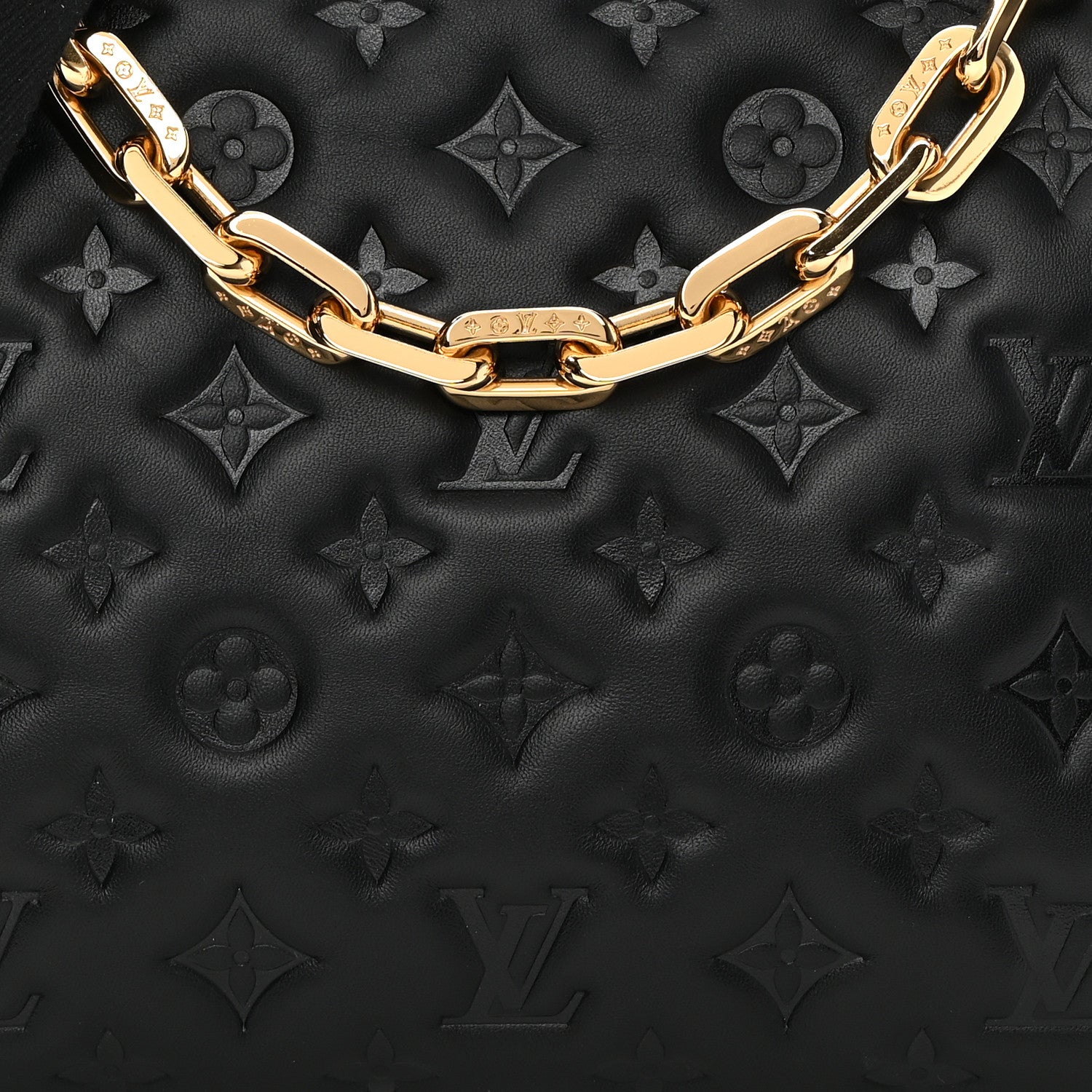 Louis Vuitton Lambskin Embossed Monogram Coussin PM Black 9 of 11
