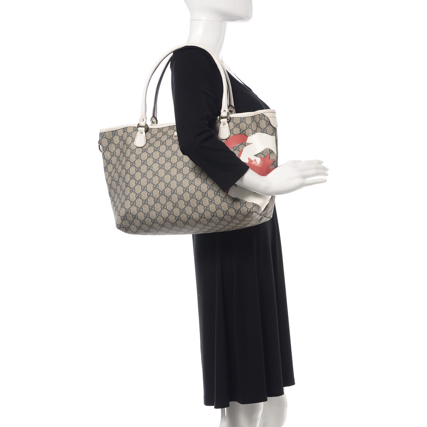 Gucci GG Plus Monogram Medium Canada Flag Unicef Tote Red 2 of 11