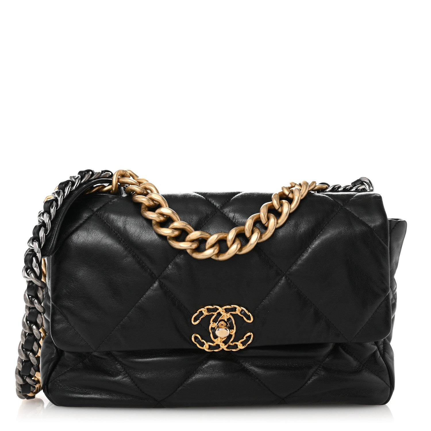 Chanel Shiny Goatskin Quilted Large Chanel 19 Flap Black 1 of 10