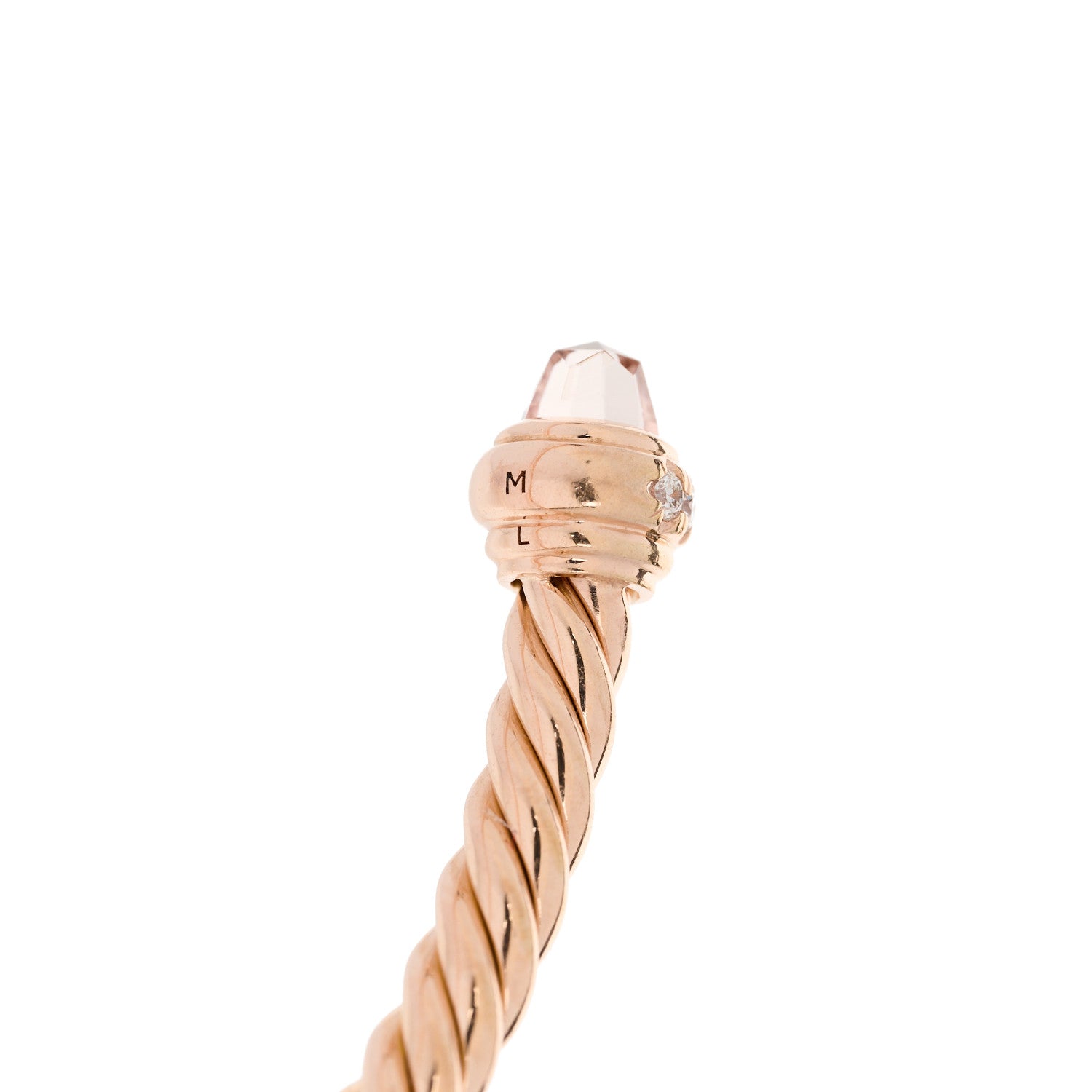 David Yurman 18K Rose Gold Diamond Morganite 3mm Cablespira Bracelet 5 of 5