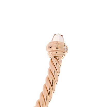David Yurman 18K Rose Gold Diamond Morganite 3mm Cablespira Bracelet 5 of 5