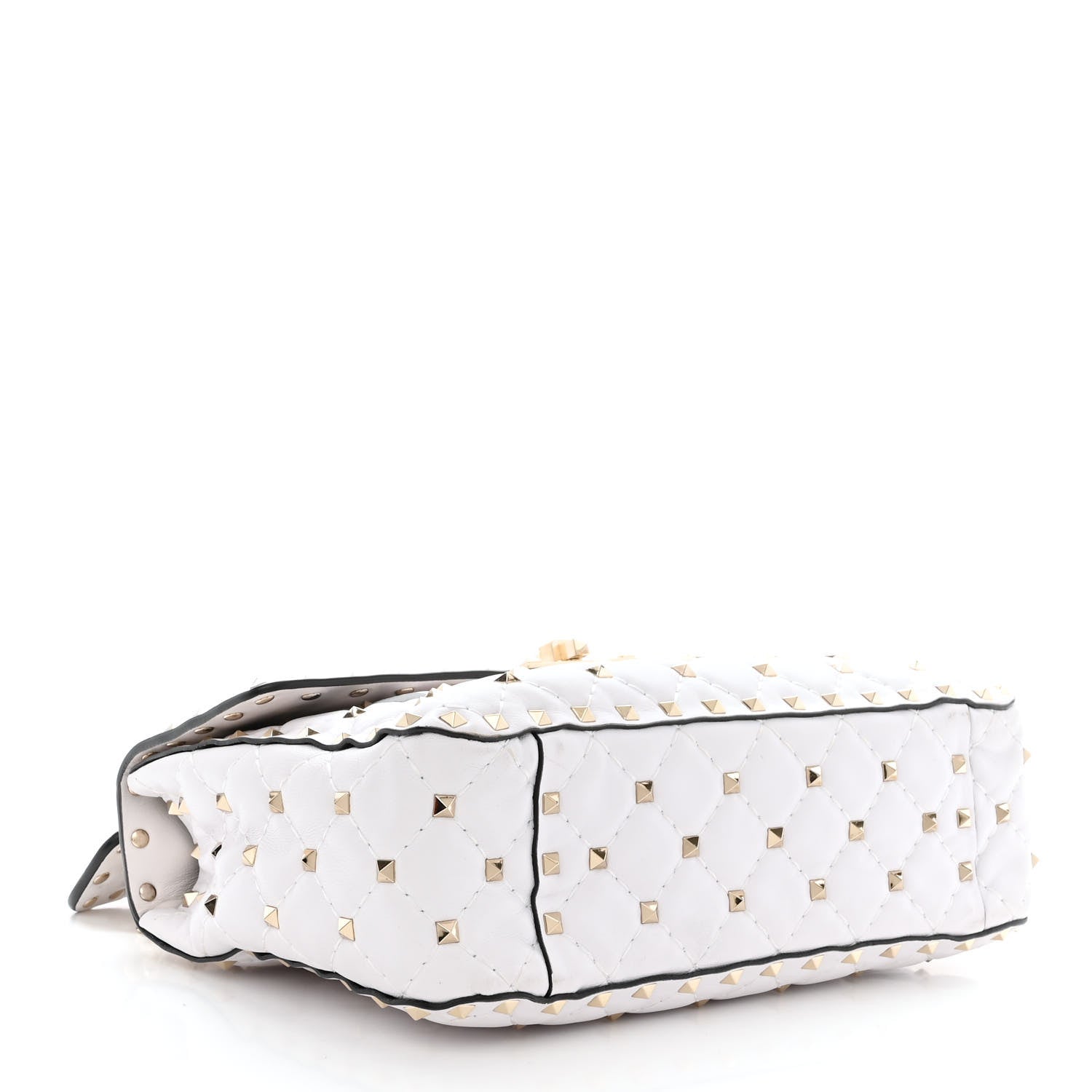 Valentino Garavani Lambskin VLTN Print Medium Rockstud Spike Shoulder Bag Optic White Black 4 of 9