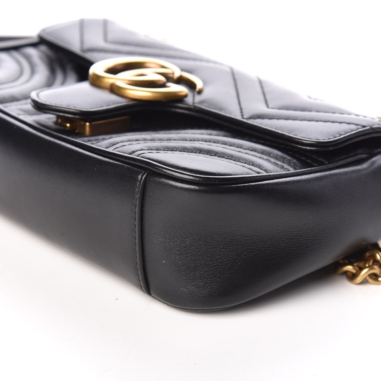 Calfskin Matelasse Mini GG Marmont Shoulder Bag Black