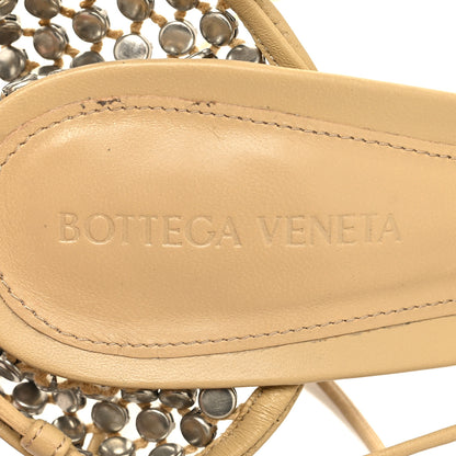Bottega Veneta Mesh Nappa Crystal Embellished Sparkle Stretch Ankle Tie 90mm Sandals 40 Cane Sugar 7 of 7