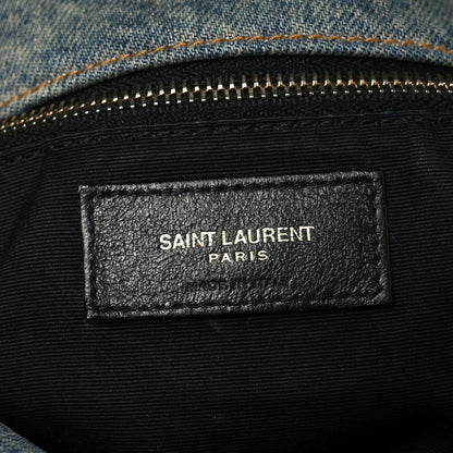 Saint Laurent Denim Quilted Medium Loulou Puffer Monogram Chain Satchel Blue Cinnamon 6 of 10