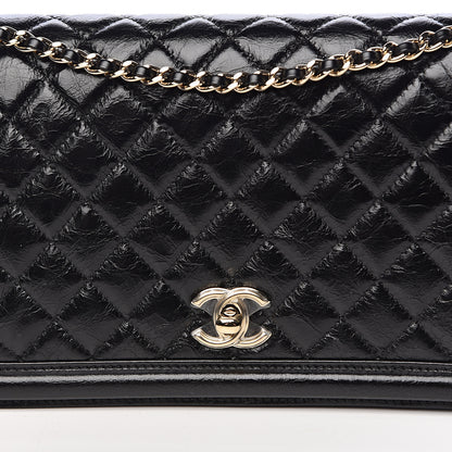 Chanel Glazed Crackled Calfskin Wallet On Chain WOC Black 10 of 11