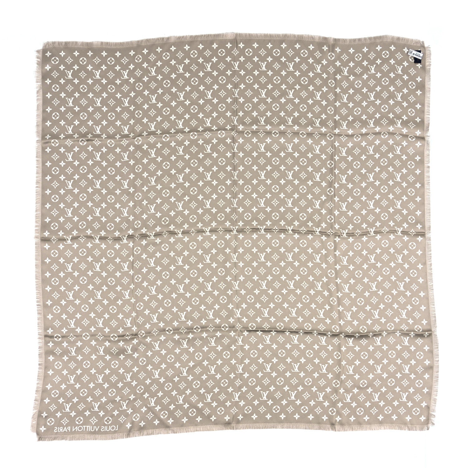 Louis Vuitton Silk Monogram LV Now Shawl Khaki Beige White 2 of 4