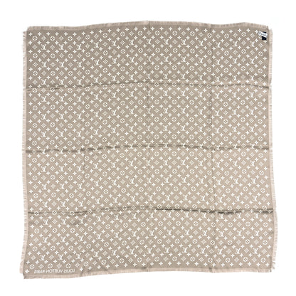 Louis Vuitton Silk Monogram LV Now Shawl Khaki Beige White 2 of 4