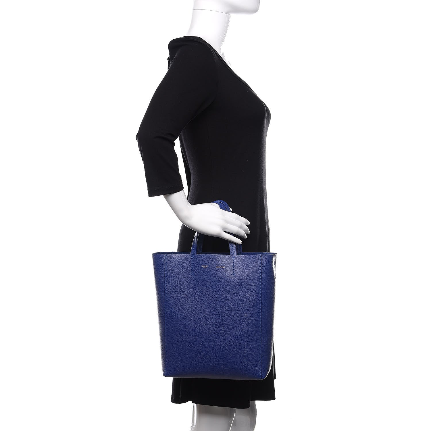 Celine Grained Calfskin Small Vertical Cabas Indigo 3 of 10