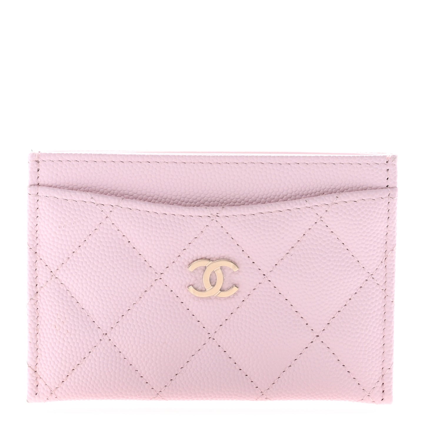 Caviar Quilted Card Holder Light Pink