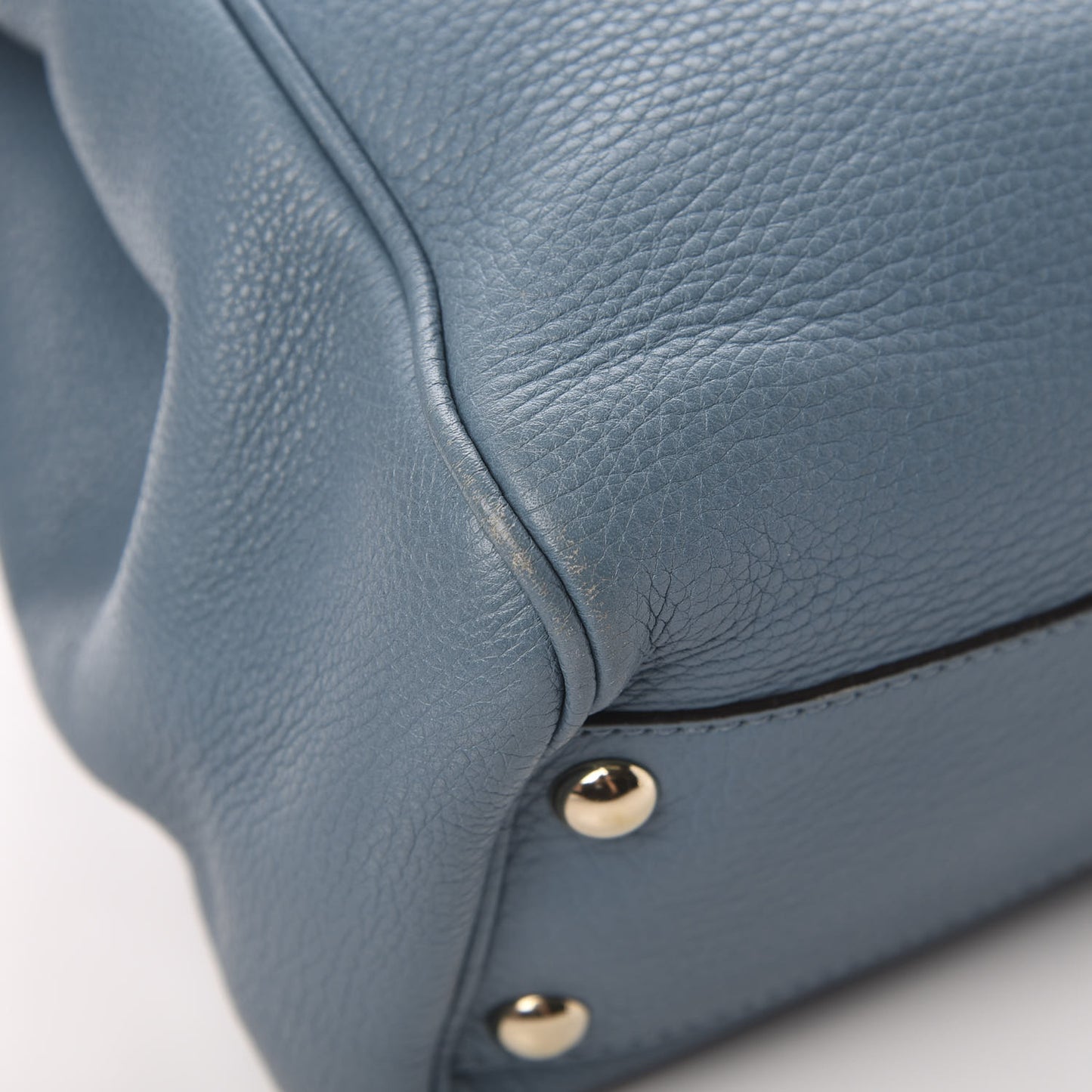 Calfskin Small Bamboo Shopper Tote Light Blue