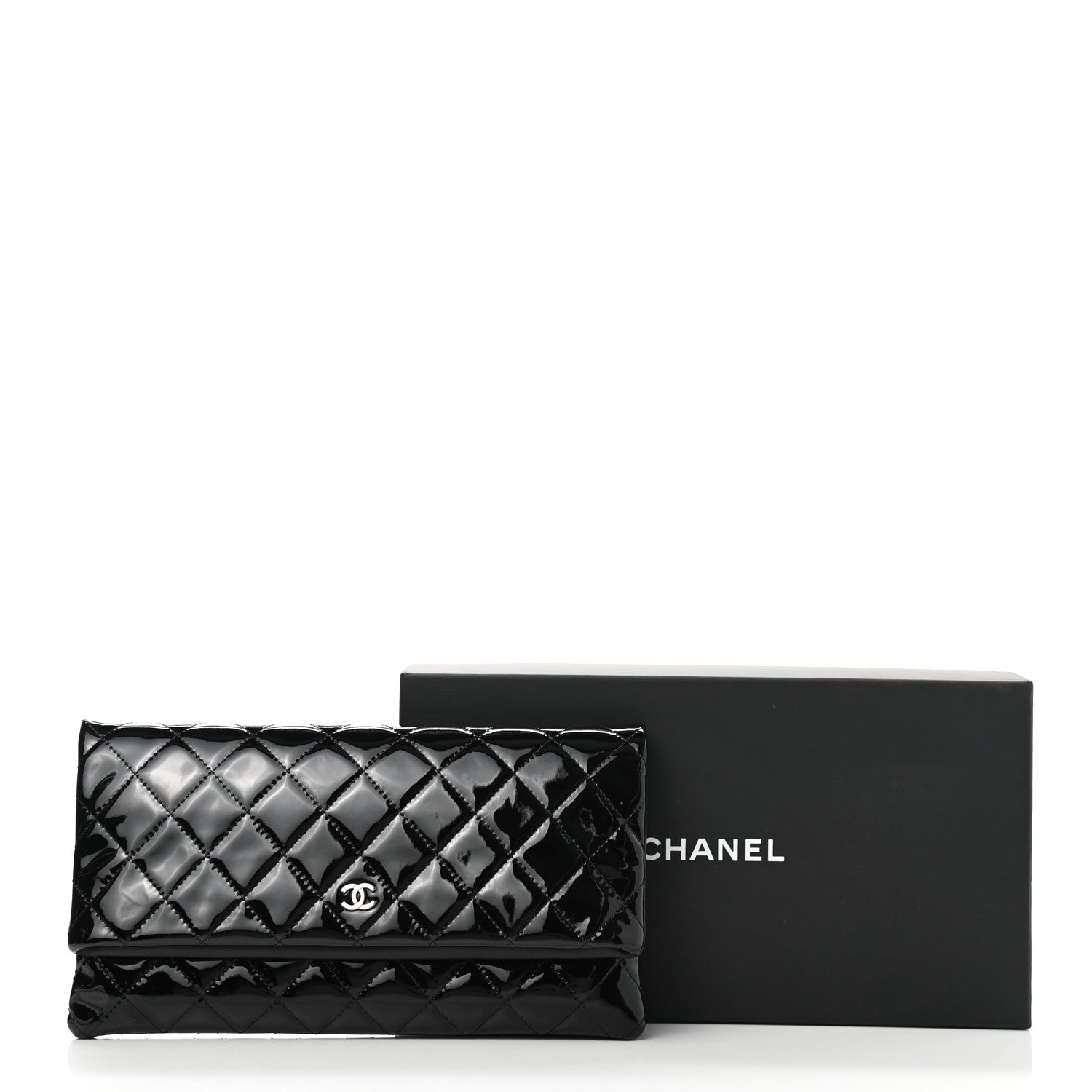 Chanel Patent Calfskin Quilted Beauty CC Clutch Black 7 of 7