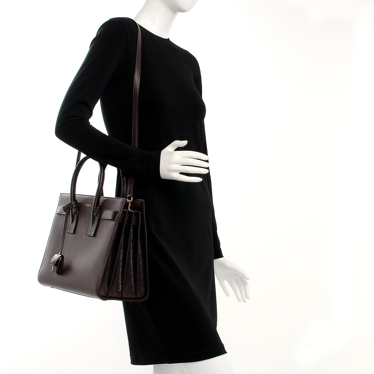 Saint Laurent Calfskin Python Small Sac De Jour Burgundy 2 of 11