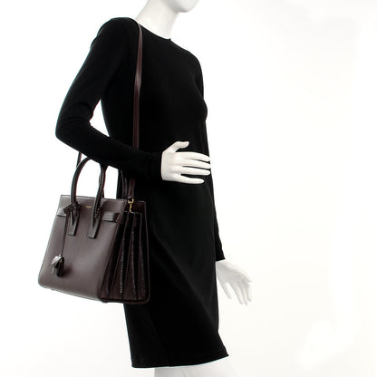 Saint Laurent Calfskin Python Small Sac De Jour Burgundy 2 of 11