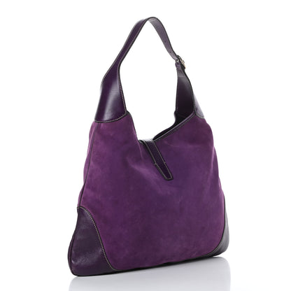 Gucci Suede Studded Large Jackie Shoulder Bag Purple 3 of 15