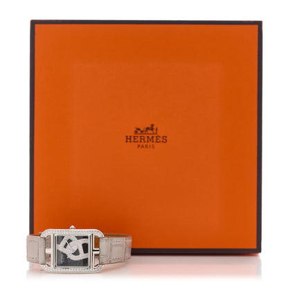 Hermes Stainless Steel Alligator Diamond Bezel 23mm Cape Cod Chaine d'Ancre Joaillier Quartz Watch Gris Perle 5 of 5