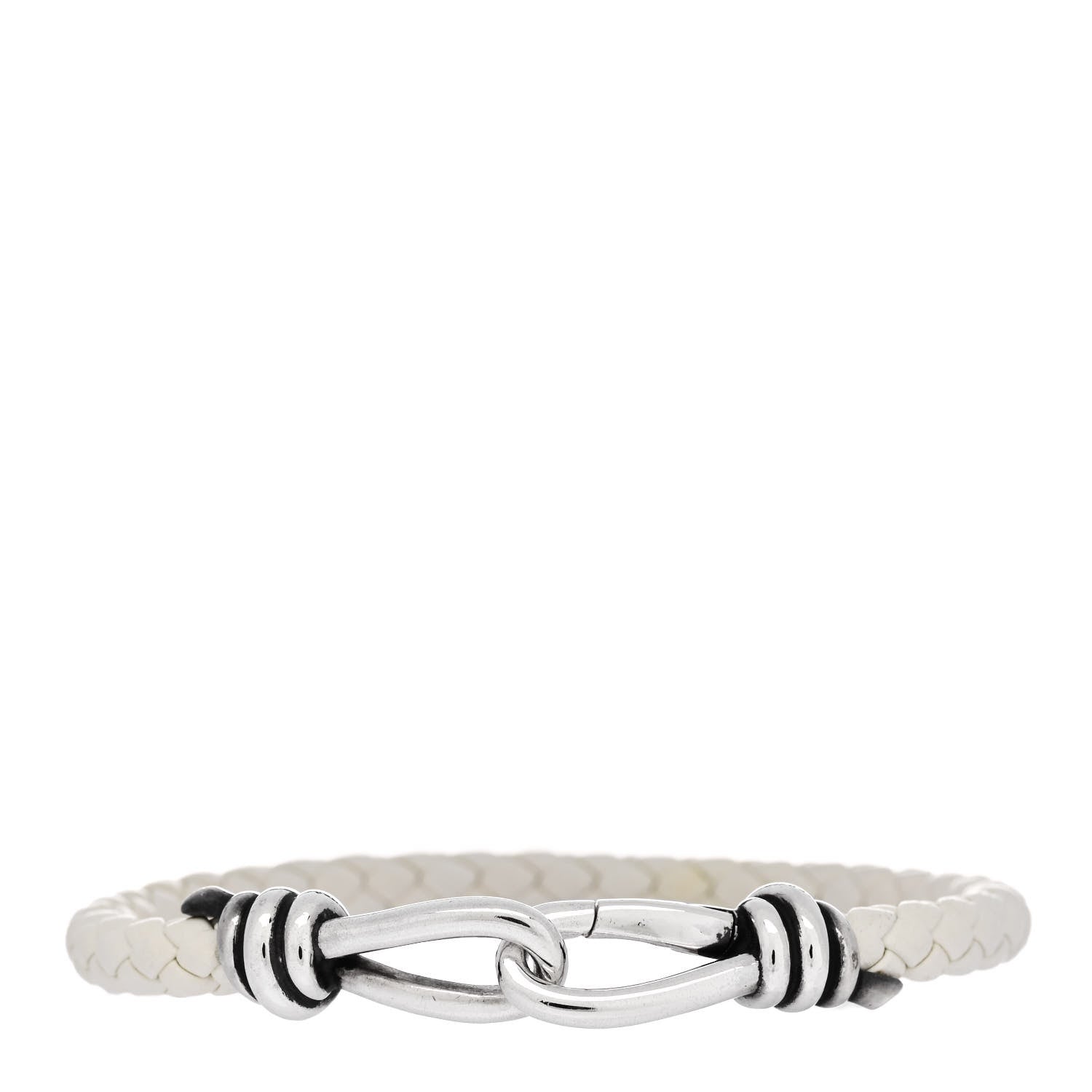 Tiffany Sterling Silver Leather Paloma Picasso Knot Single Braid Bracelet White 1 of 4