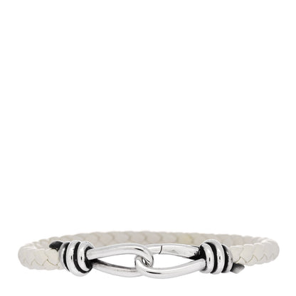 Tiffany Sterling Silver Leather Paloma Picasso Knot Single Braid Bracelet White 1 of 4