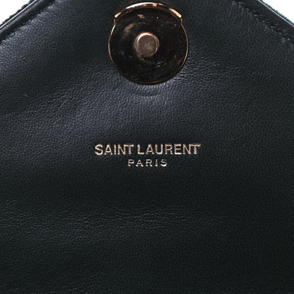 Saint Laurent Velvet Matelasse Chevron Medium Monogram Chain Bag New Dark Green 7 of 10