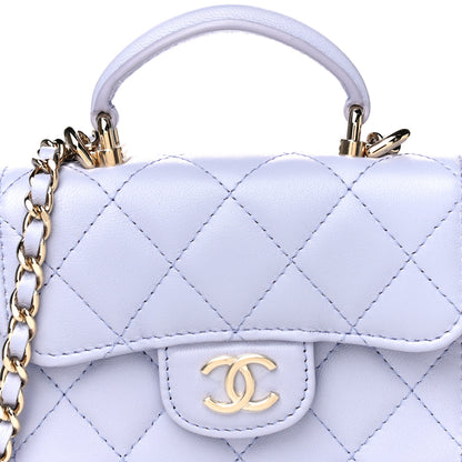 Chanel Lambskin Quilted Top Handle Flap Coin Purse With Chain Light Purple 8 of 12