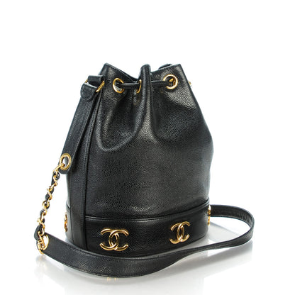 Chanel Caviar CC Drawstring Shoulder Bag Black 3 of 8