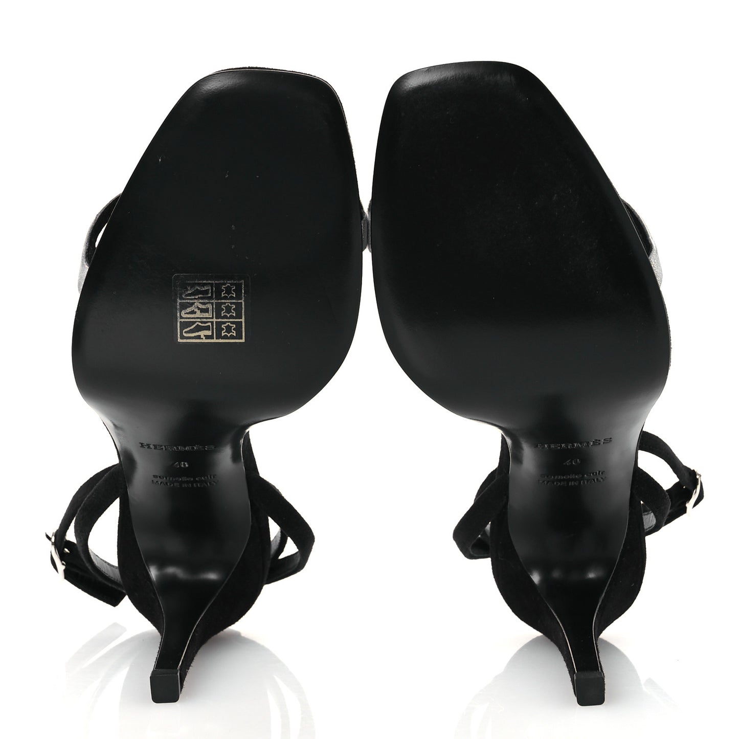 Metallic Suede Goatskin Luz 105 Sandals 40 Black Gris Argente
