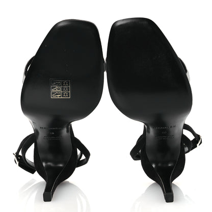 Hermes Metallic Suede Goatskin Luz 105 Sandals 40 Black Gris Argente 7 of 13