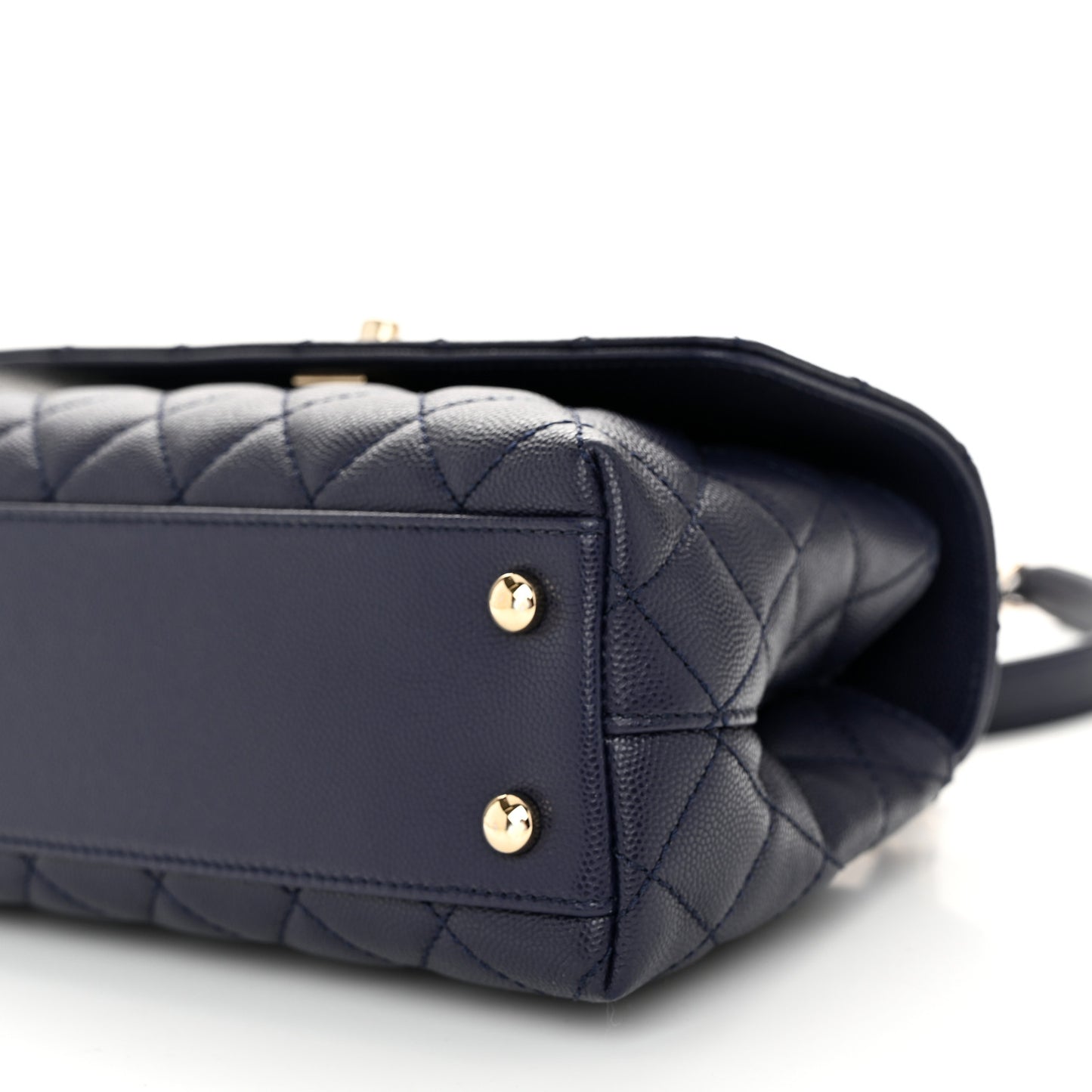 Caviar Quilted Mini Coco Handle Flap Navy Blue