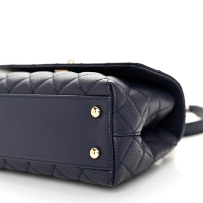 Chanel Caviar Quilted Mini Coco Handle Flap Navy Blue 10 of 10