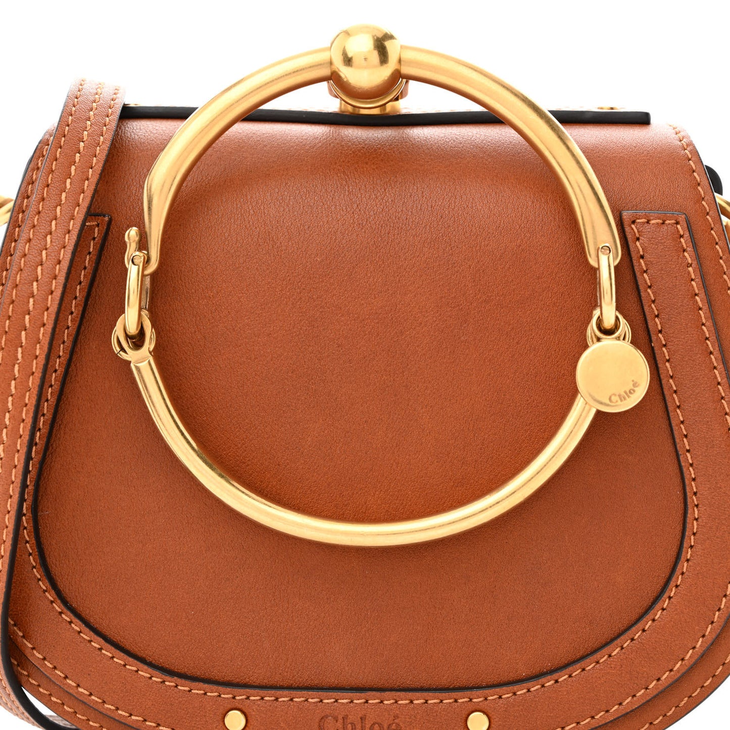 Calfskin Suede Small Nile Bracelet Bag Caramel