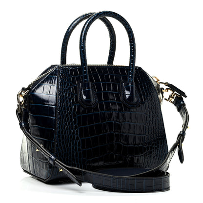 Givenchy Calfskin Crocodile Embossed Mini Antigona Navy 2 of 4
