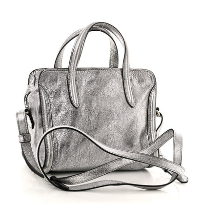 Alexander McQueen Metallic Pebbled Calfskin Mini Padlock Tote Silver 3 of 12