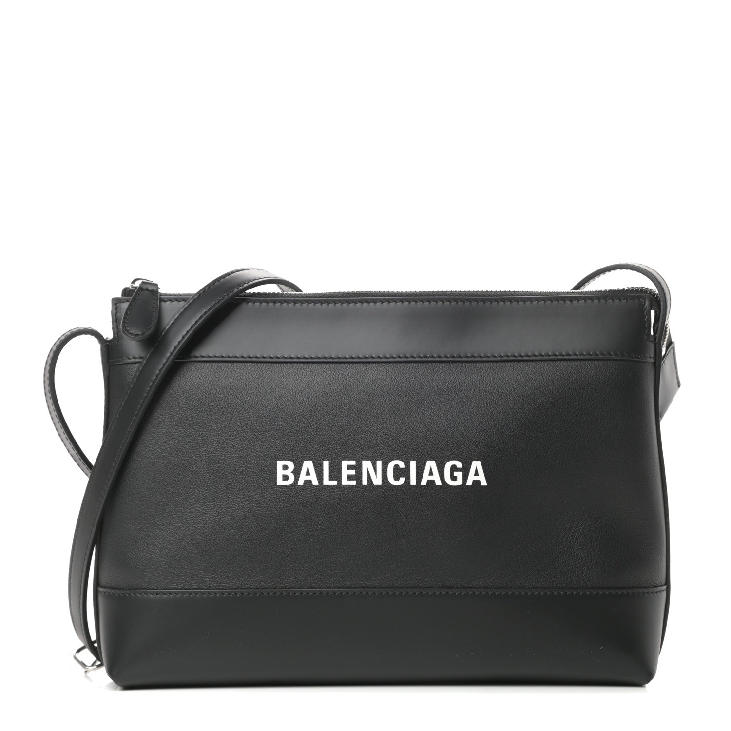 Balenciaga Calfskin Logo Shouder Bag Black 1 of 12