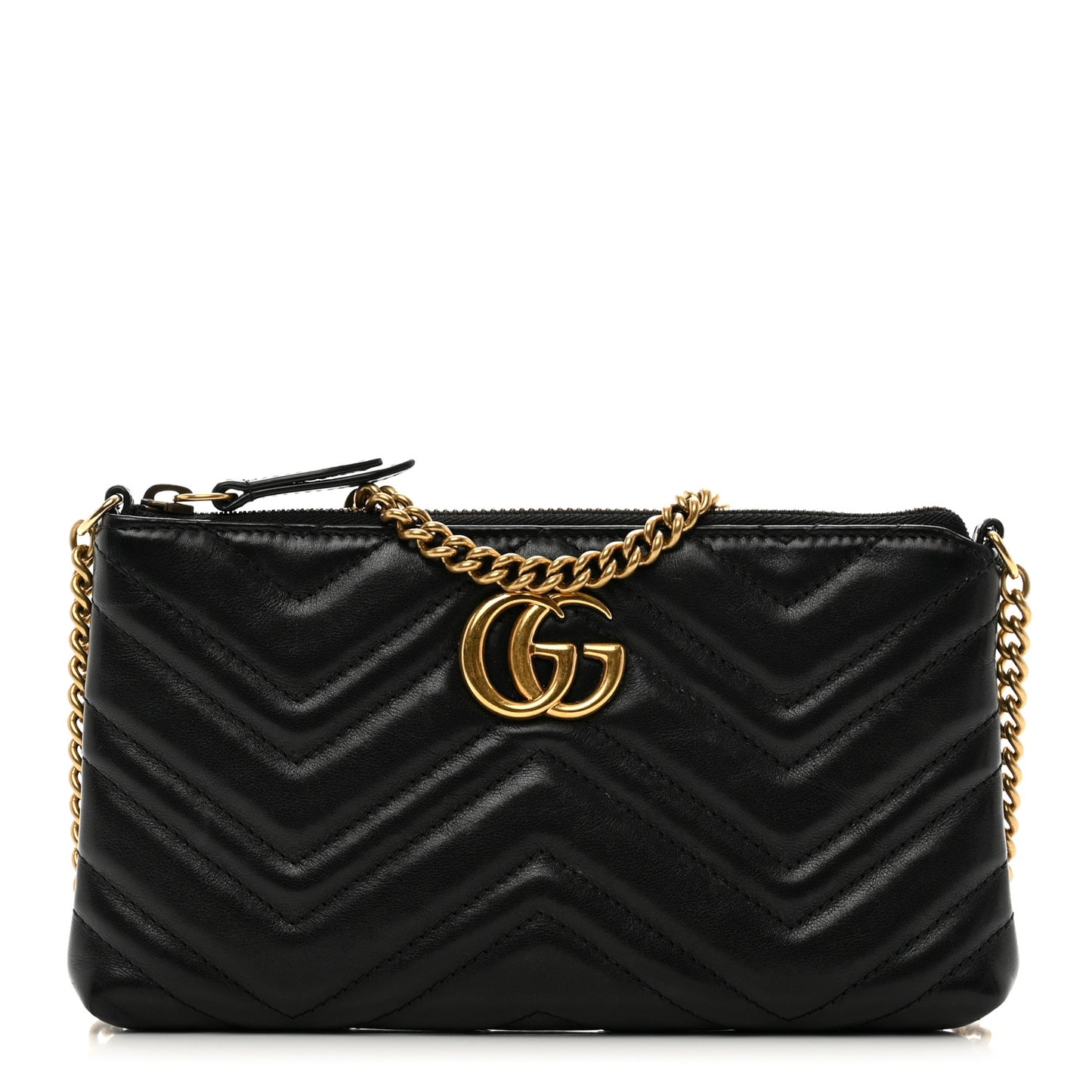 Calfskin Matelasse Mini GG Marmont Chain Bag Black