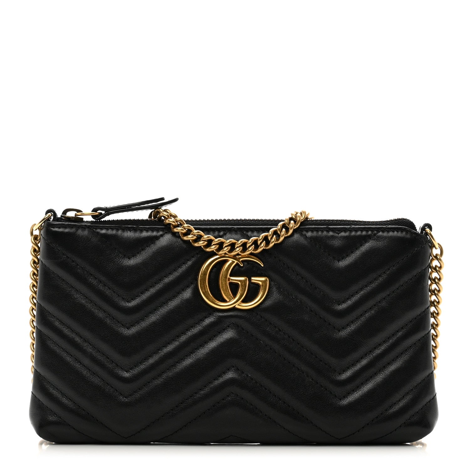 Gucci Calfskin Matelasse Mini GG Marmont Chain Bag Black 1 of 10
