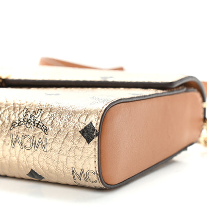 MCM Metallic Visetos Medium Millie Crossbody Bag Berlin Gold 10 of 10