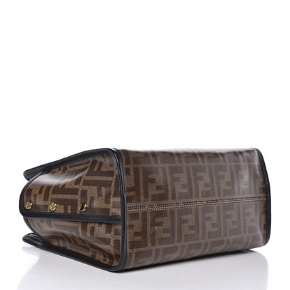 Fendi Glazed Fabric Vitello Century FF 1974 Stamp Patch Mini Peekaboo Defender Cover Mogano Panna Black 4 of 8