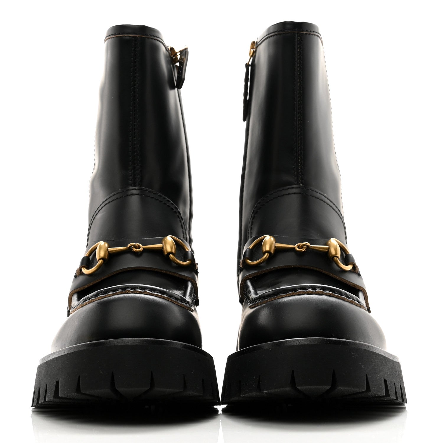 Gucci Cordovan Lux Womens Harald Horsebit 25mm Platform Boots 37.5 Black 2 of 10